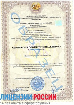 Образец сертификата соответствия аудитора №ST.RU.EXP.00006191-2 Томск Сертификат ISO 50001